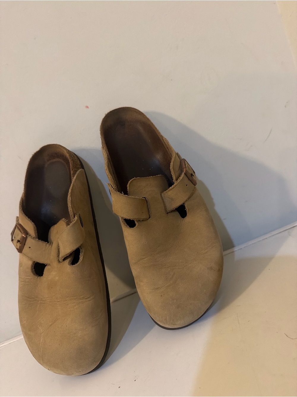 Birkenstocks tan leather women muler Leather clog sz 9 - Picture 2 of 5